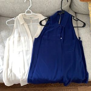 Madewell 100% silk Halter Blouse in Blue/white